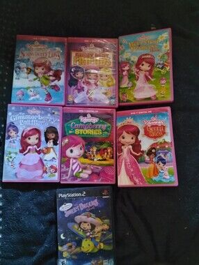 Strawberry Shortcake 6 Movie DVD Collection Plus Playstation 2 Game Bundle Lot